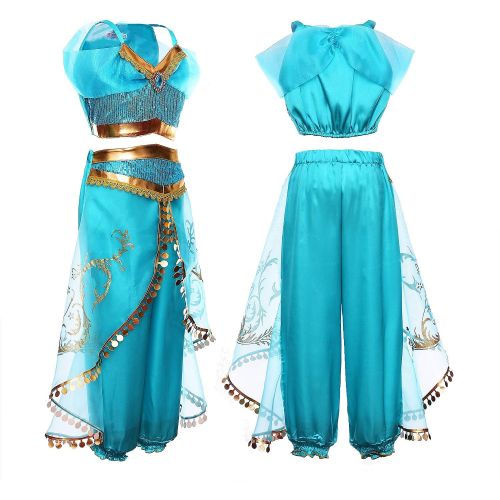  Cmiko Arabian Princess Costume for Girls Dress Up Birthday Halloween Party with Tiara and Wand