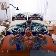 Cnspin Bedding Duvet Cover Sets-3D Venom Superhero 3 Pieces Bedding Sets 1 Duvet Cover 2 Pillow Shams, Best Gifts for Teen Boys,D,3PCS 180CMX210CM