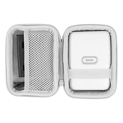  co2CREA Hard Travel Case Replacement for Fujifilm Instax Mini Link Smartphone Printer (Ash White Case + Inside White)