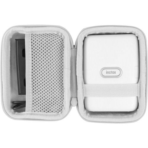  co2CREA Hard Travel Case Replacement for Fujifilm Instax Mini Link Smartphone Printer (Ash White Case + Inside White)