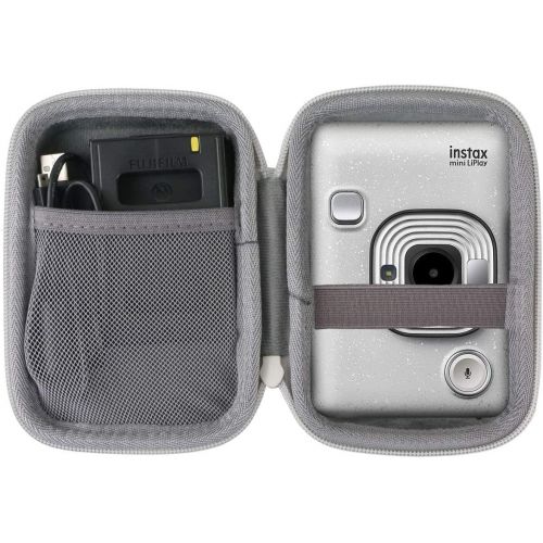  co2crea Hard Travel Case Replacement for Fujifilm Instax Mini Liplay Hybrid Instant Camera (White Case)