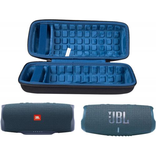  co2CREA Hard Travel Case Replacement for JBL Charge 4 / Replacement for JBL Charge 5 Waterproof Bluetooth Speaker (Ouside Black and Inside Blue)