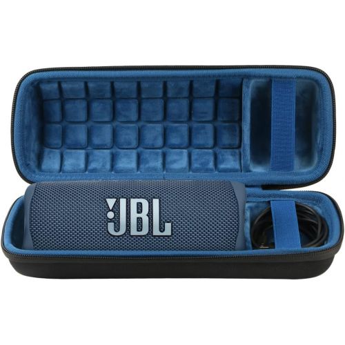  co2CREA Hard Travel Case Replacement for JBL Flip 6 FLIP 5 Waterproof Portable Bluetooth Speaker (Black Case + Inside Blue)