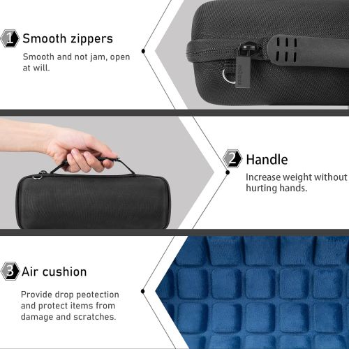  co2CREA Hard Travel Case Replacement for JBL Flip 6 FLIP 5 Waterproof Portable Bluetooth Speaker (Black Case + Inside Blue)