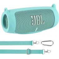 co2CREA Silicone Travel Case Replacement for JBL Charge 5 Waterproof Bluetooth Speaker (Teal Case)