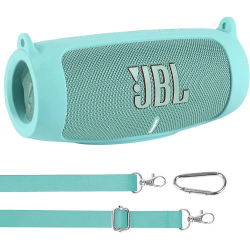  co2CREA Silicone Travel Case Replacement for JBL Charge 5 Waterproof Bluetooth Speaker (Teal Case)