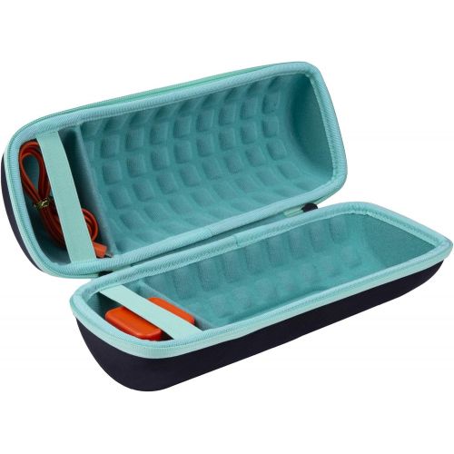  co2CREA Hard Carrying Case Replacement for JBL Charge 4 / Replacement for JBL Charge 5 Waterproof Portable Bluetooth Speaker (Black Case + Inside Teal)