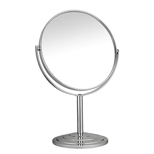  CoCocina Double Sided Freestanding Chrome Magnifying Table Top Round Swivel Shaving Mirror Make Up Cosmetic Vanity Mirror 3X Magnifying Vanity Table Shaving Mirror - Oval 4 Inches