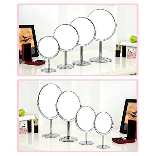  CoCocina Double Sided Freestanding Chrome Magnifying Table Top Round Swivel Shaving Mirror Make Up Cosmetic Vanity Mirror 3X Magnifying Vanity Table Shaving Mirror - Oval 4 Inches