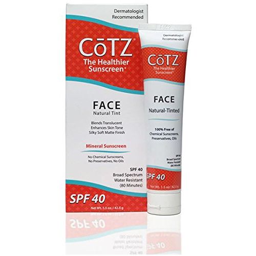  CoTZ FACE Natural Tint SPF 40 Mineral Sunscreen (Pack of 2) With Zinc Oxide, Titanium Dioxide and Iron Oxide, For Acne-Prone, Oily, Normal, Dry, Combination, Sensitive or Mature Sk