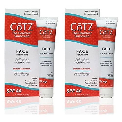  CoTZ FACE Natural Tint SPF 40 Mineral Sunscreen (Pack of 2) With Zinc Oxide, Titanium Dioxide and Iron Oxide, For Acne-Prone, Oily, Normal, Dry, Combination, Sensitive or Mature Sk