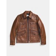 Coach burnished leather four pocket jacket