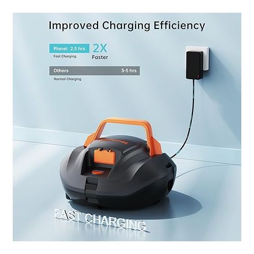  (2024 Upgraded) CoasTeering Planet Pool Vacuum Robot, Cordless Robotic Pool Cleaner with 100 Mins Runtime, Powerful Suction, Fast Charging, Self-Parking, Ideal for Above Ground Pools up to 850 Sq.ft