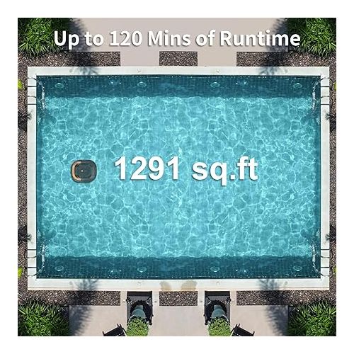  Cordless Robotic Pool Cleaner, Pool Vacuum for Above Ground Pools with 120 Mins Runtime, Dual Brushless Motors, Powerful Suction, Ideal for Swimming Pools up to 1292 Sq.Ft