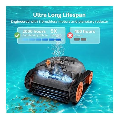  Cordless Pool Vacuum for Inground Pools with 150 Mins Runtime, Robotic Pool Cleaner for Wall and Waterline Cleaning, with Brushless Motors, Smart Navigation, Ideal for Swimming Pools Cleaning