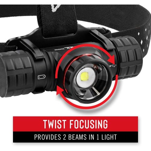  COAST XPH34R 2075 Lumen USB-C Rechargeable-Dual Power LED Headlamp withPURE Beam Twist Focus and Magnetic Base