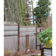 /CoastChimes Zen Natural Beach Stones and Copper Wind Chime Antiqued Brass Chimes