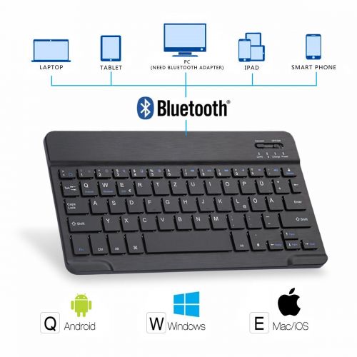  [아마존 핫딜]  [아마존핫딜]CoastaCloud Tastatur Huelle fuer iPad 9.7 Zoll 2018 2017 Pro 9.7 Air 2 Air 1 Tablet Bluetooth Tastatur Schuetzhuelle mit Bleistifthalter fuer Android/iOS/Windows QWERTZ Deutsches(Blau Huelle + Schwa