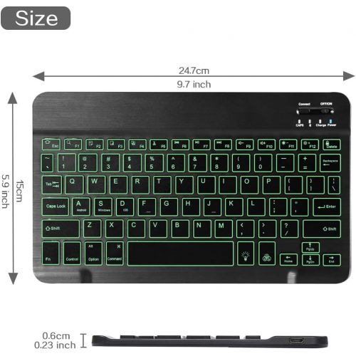  [아마존베스트]Coastacloud Portable Ultra-Slim 7 Colors Backlit Wireless Bluetooth Keyboard Compatible with Samsung Galaxy Tab A 10.1/9.7/10.5,Galaxy Tab E 9.6/8.0, Tab S, Galaxy S9/S8/S7 & Other Bluetooth D