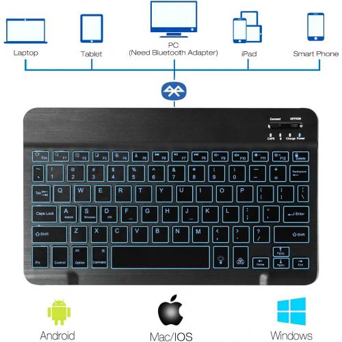  [아마존베스트]Coastacloud Portable Ultra-Slim 7 Colors Backlit Wireless Bluetooth Keyboard Compatible with Samsung Galaxy Tab A 10.1/9.7/10.5,Galaxy Tab E 9.6/8.0, Tab S, Galaxy S9/S8/S7 & Other Bluetooth D