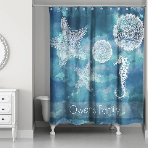  Coastal Life Personalized Shower Curtain in WhiteBlue