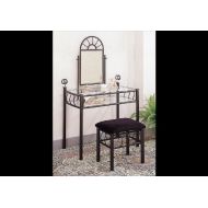 Coaster Home Furnishings Black Wrought Iron Vanity Table Set Make Up Mirror