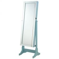 Coaster Home Furnishings Coaster Transitional Jewelry Armoire with Cheval Mirror, Light Blue