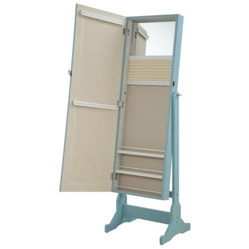  Coaster Home Furnishings Coaster Transitional Jewelry Armoire with Cheval Mirror, Light Blue