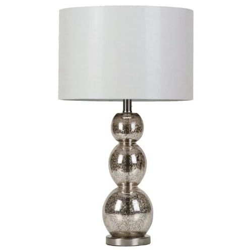  Coaster Home Furnishings Drum Shade Table Lamp White and Antique Silver