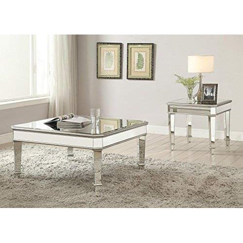  Coaster Home Furnishings Cairns Square Mirrored Coffee Table Silver