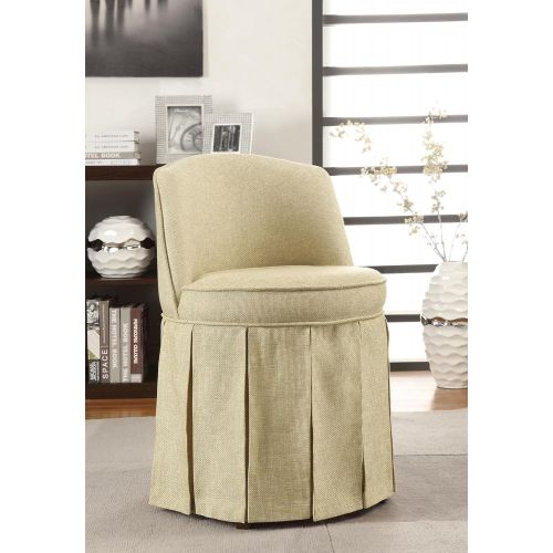  Coaster Home Furnishings 900072 Accent Seating Vanity Stool with Pleated Skirt, Beige