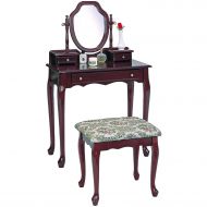 Coaster Home Furnishings 2-piece Vanity Set with Tapestry Fabric Seat Brown Red
