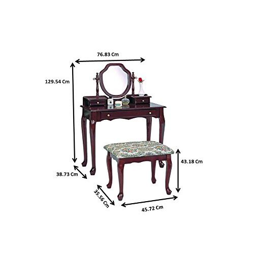  Coaster Home Furnishings 2-piece Vanity Set with Tapestry Fabric Seat Brown Red