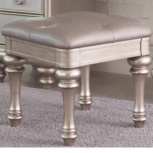  Coaster Home Furnishings Bling Game 3 Piece Vanity Set with Desk , Mirror , and Stool , in Platinum and Silver