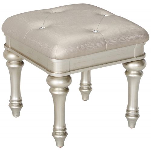  Coaster Home Furnishings Bling Game Vanity Stool with Arrow Bun Feet Metallic Platinum