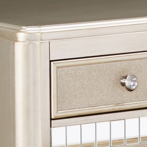  Coaster Home Furnishings Bling Game 7-Drawer Vanity Desk with Stacked Bun Feet Metallic Platinum