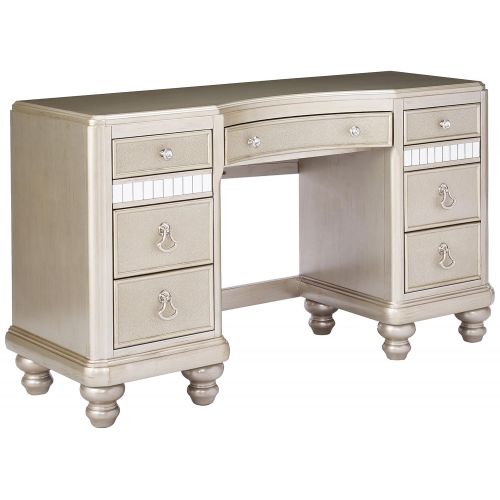  Coaster Home Furnishings Bling Game 7-Drawer Vanity Desk with Stacked Bun Feet Metallic Platinum