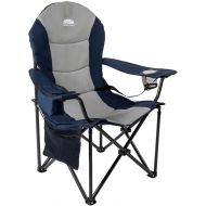 Coastrail Outdoor Padded Camping Chair with Lumbar Back Support, Oversized Heavy Duty Lawn Chair Folding Quad Arm Chair with Cooler Bag, Cup Holder & Side Pocket, Supports 400lbs