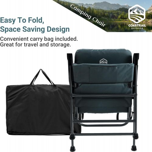  Coastrail Outdoor Premium Camping Chair Folding Design Thick Padding and Lumbar Back Support High Back Comfort and Steel Frame for Heavy Duty Camp Chair Holds 400 lbs for Patio Por