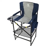 Coastrail Outdoor Tall Directors Chair Foldable 30 Bar Height,Padded Comfort Big Camping Chair with Side Table & Storage Bag Footrest for Camping Artists Patio RV Studio,Supports 4
