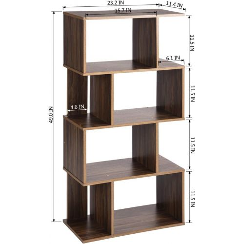  [아마존 핫딜]  [아마존핫딜]Coavas Geometric Industrial-Bookshelf Home Office-Bookcase with 8 Storage Spaces Modern Standing Storage-Shelf 2 Different Fits Organizer, Walnut