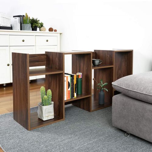  [아마존 핫딜]  [아마존핫딜]Coavas Geometric Industrial-Bookshelf Home Office-Bookcase with 8 Storage Spaces Modern Standing Storage-Shelf 2 Different Fits Organizer, Walnut