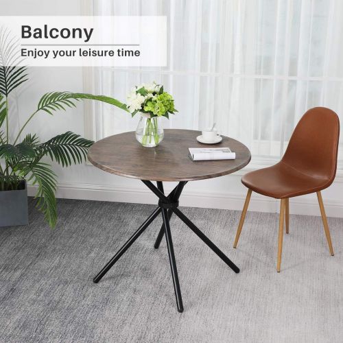  [아마존 핫딜]  [아마존핫딜]Coavas Kitchen Dining Table Industrial Brown Round Mid-Century Wood Coffee Table Office Home Easy-Assembly 35.4x35.4x30.3Inches for for Living Drawing Receiving Room