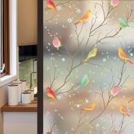 [아마존베스트]Coavas Window Privacy Film Non-Adhesive Frosted Bird Window Film Decorative Glass Film Static Cling Film Bird Window Stickers for Kids Home Office 17.7In. by 78.7In. (45 x 200Cm)