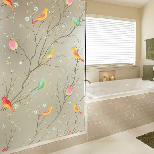  [아마존베스트]Coavas Window Privacy Film Non-Adhesive Frosted Bird Window Film Decorative Glass Film Static Cling Film Bird Window Stickers for Kids Home Office 17.7In. by 78.7In. (45 x 200Cm)