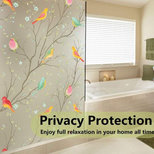  [아마존베스트]Coavas Window Privacy Film Non-Adhesive Frosted Bird Window Film Decorative Glass Film Static Cling Film Bird Window Stickers for Kids Home Office 17.7In. by 78.7In. (45 x 200Cm)