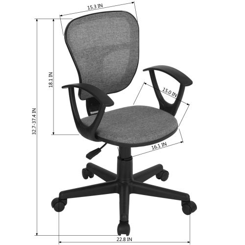  Coavas Kids Desk Chair Mid-Back Mesh Task Study Chair Adjustable Height Ergonomical Chair for Students Teens Children Home Office Computer Gaming Studying (Grey)