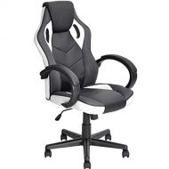 Coavas Computer Game Chair Gaming Racing Chair PU Leather High Back Office Desk Chair Executive Swivel Task Chair (Black&White)