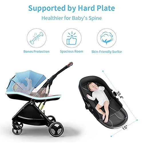  Coballe Baby Stroller, 2 in 1 High Landscape Convertible Reversible Bassinet Pram for Infant & Toddler, Foldable Aluminum Alloy Pushchair with Adjustable Backrest, 3D Suspension (B