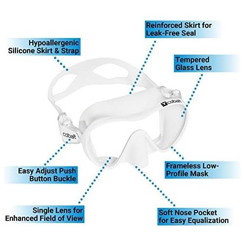  Cobalt Maro Snorkel Combo - Frameless Wide View Mask and Dry-Top Snorkel Set for Snorkeling, Scuba Diving and Freediving